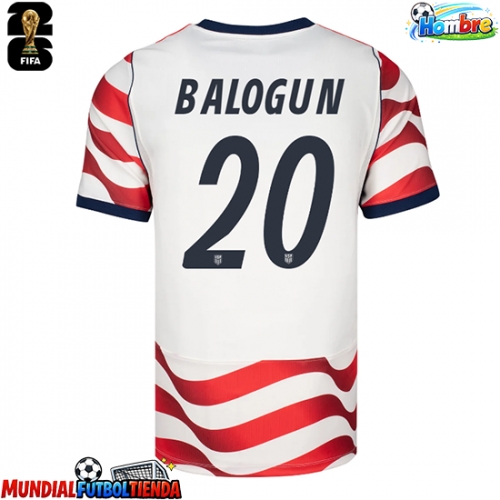 Camiseta Estados Unidos Folarin Balogun #20 Primera Equipación Replica Mundial 2026 mangas cortas